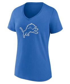 Alternative view of Detroit Lions Women’s Team Authentic Custom V-Neck T-Shirt – Blue