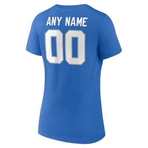 Detroit Lions Women’s Team Authentic Custom V-Neck T-Shirt – Blue - Image 3