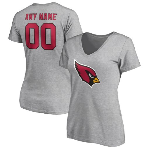 Arizona Cardinals Women’s Team Authentic Custom V-Neck T-Shirt – Gray