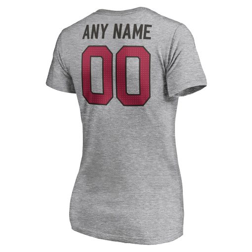 Arizona Cardinals Women’s Team Authentic Custom V-Neck T-Shirt – Gray - Image 3