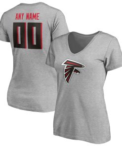 Atlanta Falcons Women’s Team Authentic Custom V-Neck T-Shirt – Gray