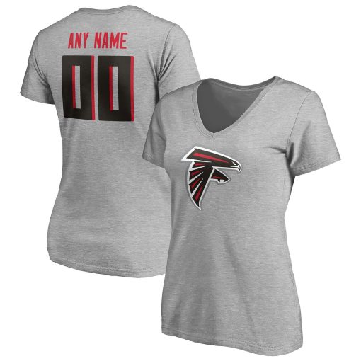 Atlanta Falcons Women’s Team Authentic Custom V-Neck T-Shirt – Gray