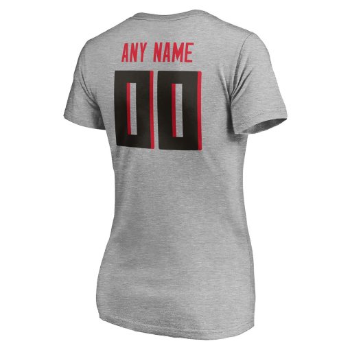 Atlanta Falcons Women’s Team Authentic Custom V-Neck T-Shirt – Gray - Image 3