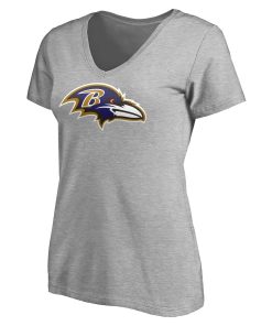 Alternative view of Baltimore Ravens Women’s Team Authentic Custom V-Neck T-Shirt – Gray