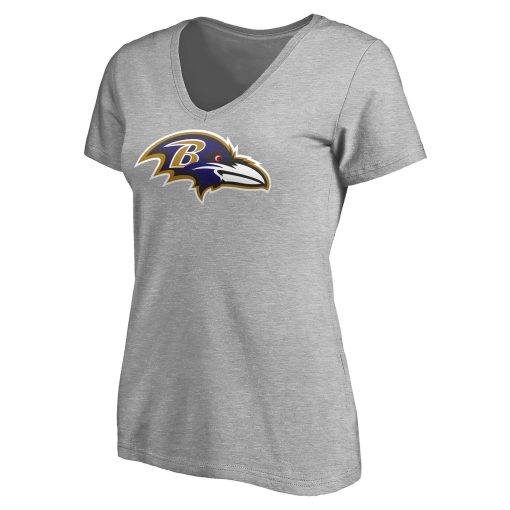 Baltimore Ravens Women’s Team Authentic Custom V-Neck T-Shirt – Gray - Image 2