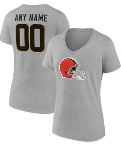 Cleveland Browns Women’s Team Authentic Custom V-Neck T-Shirt – Gray