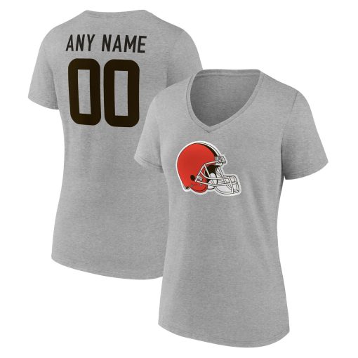 Cleveland Browns Women’s Team Authentic Custom V-Neck T-Shirt – Gray