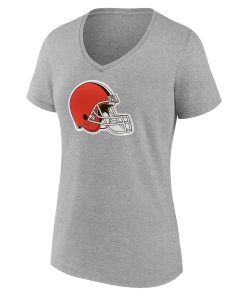 Alternative view of Cleveland Browns Women’s Team Authentic Custom V-Neck T-Shirt – Gray