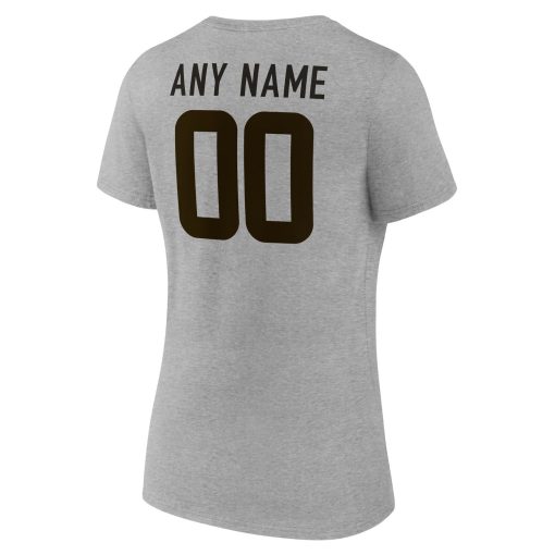 Cleveland Browns Women’s Team Authentic Custom V-Neck T-Shirt – Gray - Image 3