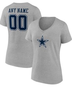 Dallas Cowboys Women’s Team Authentic Custom V-Neck T-Shirt – Gray