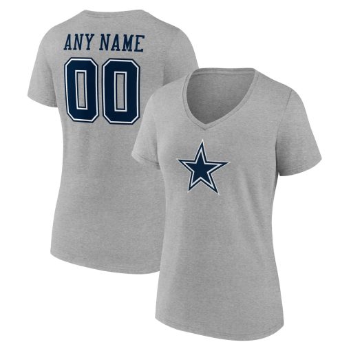 Dallas Cowboys Women’s Team Authentic Custom V-Neck T-Shirt – Gray