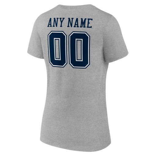 Dallas Cowboys Women’s Team Authentic Custom V-Neck T-Shirt – Gray - Image 3
