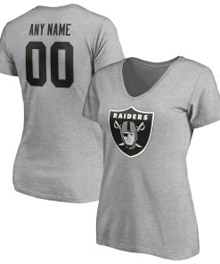 Las Vegas Raiders Women’s Team Authentic Custom V-Neck T-Shirt – Gray