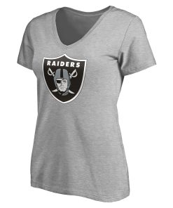 Alternative view of Las Vegas Raiders Women’s Team Authentic Custom V-Neck T-Shirt – Gray