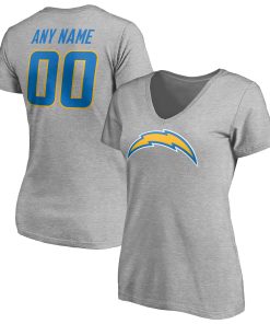 Los Angeles Chargers Women’s Team Authentic Custom V-Neck T-Shirt – Gray