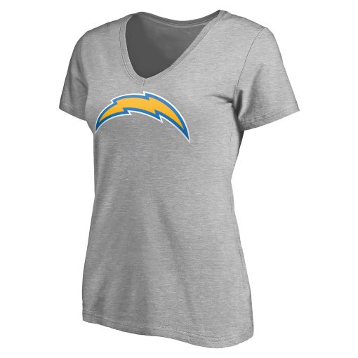 Los Angeles Chargers Women’s Team Authentic Custom V-Neck T-Shirt – Gray - Image 2