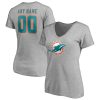 Miami Dolphins Women’s Team Authentic Custom V-Neck T-Shirt – Gray