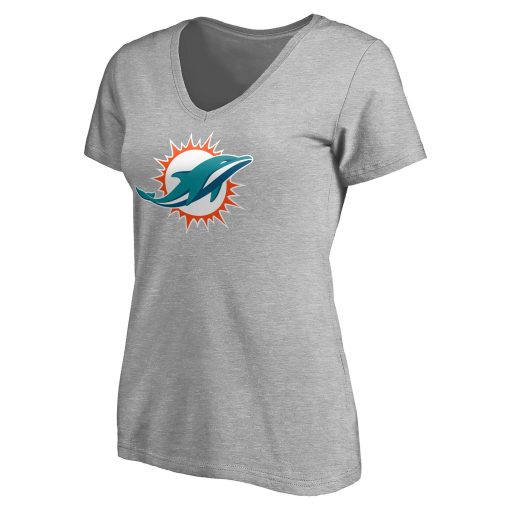 Miami Dolphins Women’s Team Authentic Custom V-Neck T-Shirt – Gray - Image 2