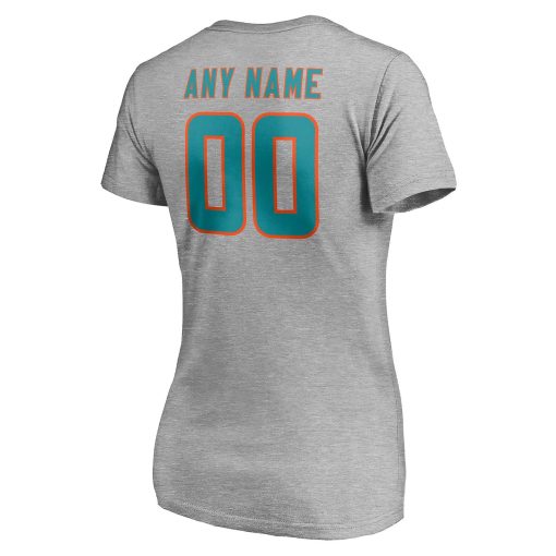 Miami Dolphins Women’s Team Authentic Custom V-Neck T-Shirt – Gray - Image 3