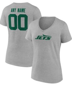 New York Jets Women’s Team Authentic Custom V-Neck T-Shirt – Gray