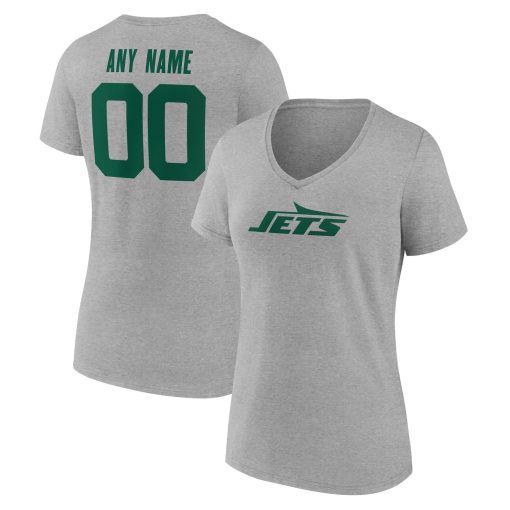 New York Jets Women’s Team Authentic Custom V-Neck T-Shirt – Gray
