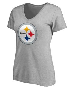 Alternative view of Pittsburgh Steelers Women’s Team Authentic Custom V-Neck T-Shirt – Gray
