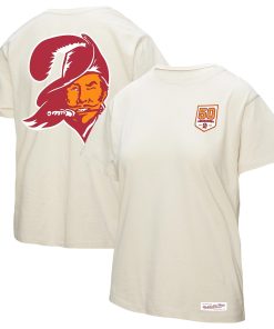 Tampa Bay Buccaneers Mitchell & Ness Women’s 50th Season Pirate Oversized Boyfriend T-Shirt – Cream