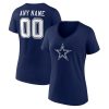 Dallas Cowboys Women’s Team Authentic Custom V-Neck T-Shirt – Navy
