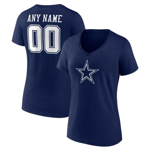 Dallas Cowboys Women’s Team Authentic Custom V-Neck T-Shirt – Navy