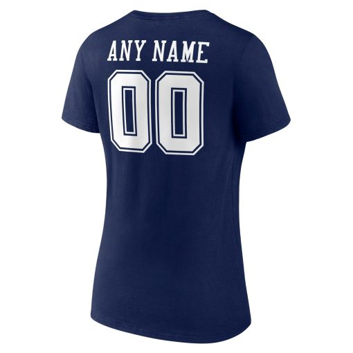 Dallas Cowboys Women’s Team Authentic Custom V-Neck T-Shirt – Navy - Image 3