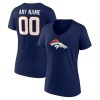 Denver Broncos Women’s Team Authentic Custom V-Neck T-Shirt – Navy