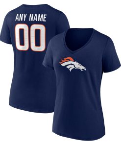 Denver Broncos Women’s Team Authentic Custom V-Neck T-Shirt – Navy