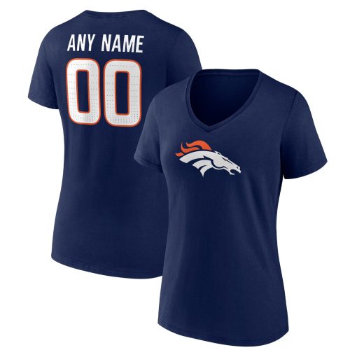 Denver Broncos Women’s Team Authentic Custom V-Neck T-Shirt – Navy