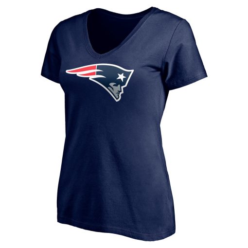 New England Patriots Women’s Team Authentic Personalized Name & Number V-Neck T-Shirt – Navy - Image 2