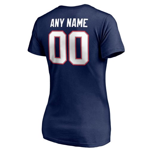 New England Patriots Women’s Team Authentic Personalized Name & Number V-Neck T-Shirt – Navy - Image 3