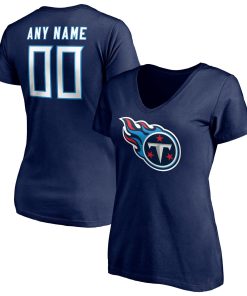 Tennessee Titans Women’s Team Authentic Personalized Name & Number V-Neck T-Shirt – Navy