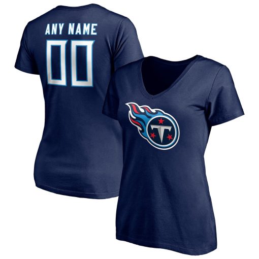 Tennessee Titans Women’s Team Authentic Personalized Name & Number V-Neck T-Shirt – Navy