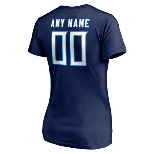 Tennessee Titans Women’s Team Authentic Personalized Name & Number V-Neck T-Shirt – Navy - Image 3