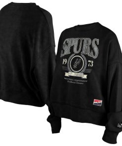 San Antonio Spurs New Era Women's Hardwood Classics Enzyme Wash Oversized Boxy Pullover Sweatshirt – Black
