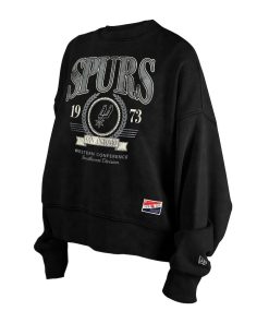 Alternative view of San Antonio Spurs New Era Women's Hardwood Classics Enzyme Wash Oversized Boxy Pullover Sweatshirt – Black