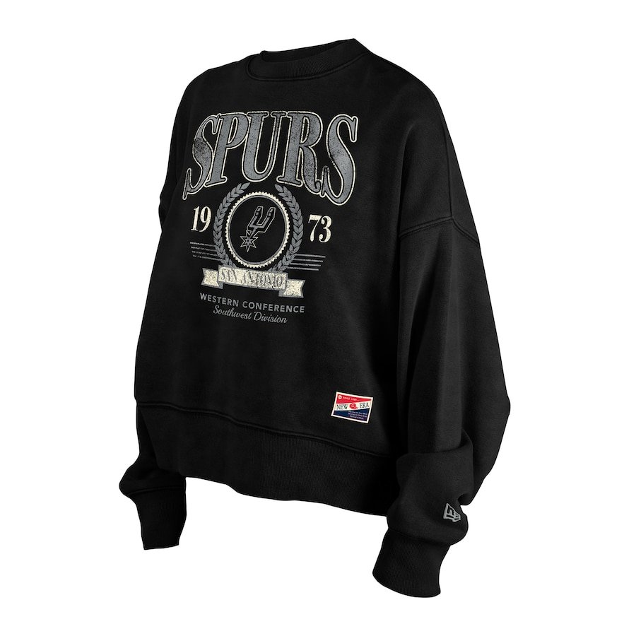 San Antonio Spurs New Era Women's Hardwood Classics Enzyme Wash Oversized Boxy Pullover Sweatshirt – Black - Image 2