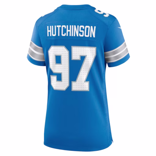 Aidan Hutchinson Detroit Lions Nike Women’s Game Jersey – Blue - Image 3