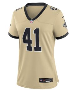 Alternative view of Alvin Kamara New Orleans Saints Nike Women’s Gameday Golds Alternate Game Player Jersey – Gold