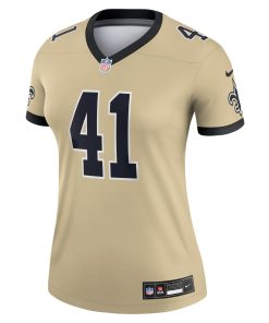 Alternative view of Alvin Kamara New Orleans Saints Nike Women’s Gameday Golds Alternate Legend Player Performance Top – Gold