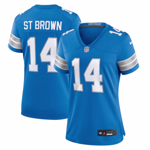 Amon-Ra St. Brown Detroit Lions Nike Women’s Team Game Jersey – Blue