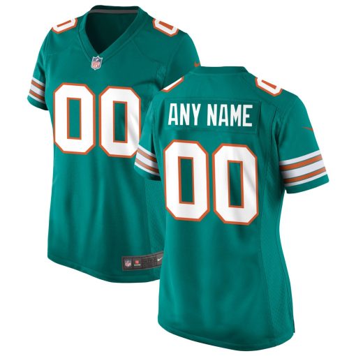 Miami Dolphins Nike Women’s Alternate Custom Game Jersey – Aqua