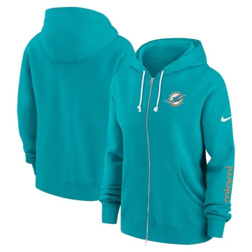 Miami Dolphins Nike Women’s Phoenix Hoodie Full-Zip Sweatshirt – Aqua