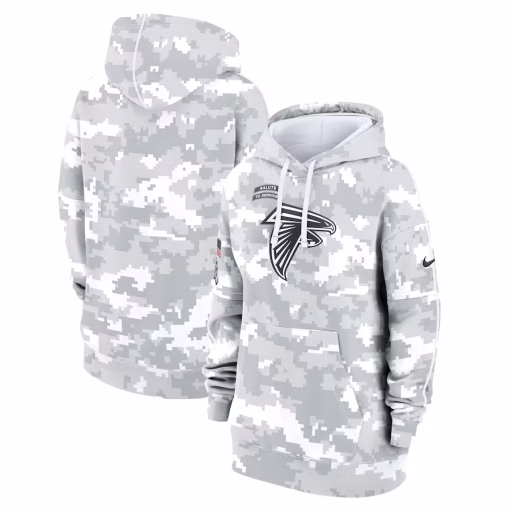 Atlanta Falcons Nike Women’s 2024 Salute To Service Club Fleece Oversized Pullover Hoodie – Arctic Camo