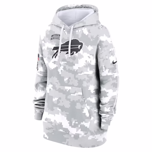 Buffalo Bills Nike Women’s 2024 Salute To Service Club Fleece Oversized Pullover Hoodie – Arctic Camo - Image 2