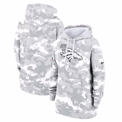 Denver Broncos Nike Women’s 2024 Salute To Service Club Fleece Oversized Pullover Hoodie – Arctic Camo